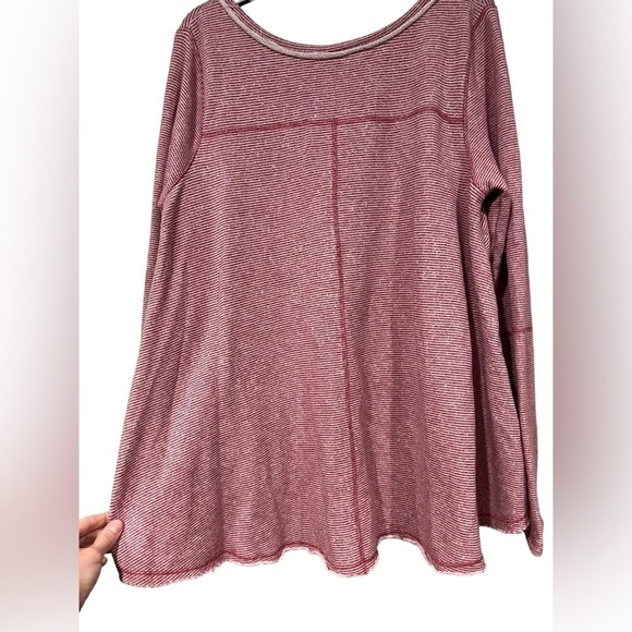 Free People Lacey Love Nautical Stripe Terry Top Size Small Red and White Long - Picture 4 of 8